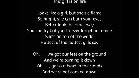 Girl on fire lyrics - "Girl on Fire" is a song recorded by American singer-songwriter Alicia Keys for her fifth studio album of the same name. Keys co-wrote and co-produced the R&B ballad with Jeff Bhasker and Salaam Remi.The song contains an interpolation of the drums from the 1980 song "The Big Beat" by American rock guitarist Billy Squier, who received a writing credit …